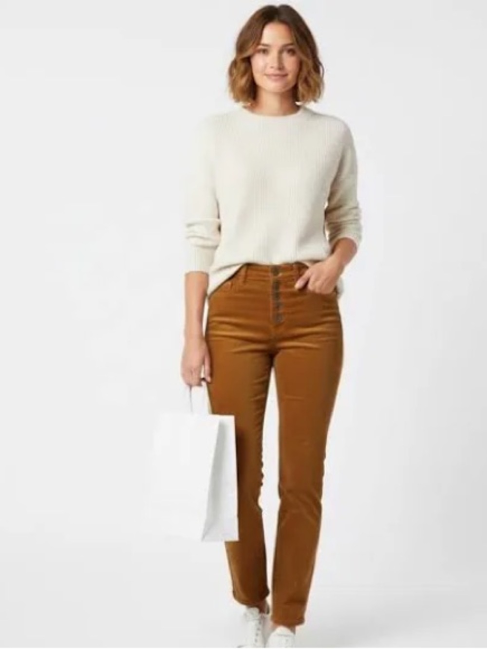 Pilcro High-Rise Straight Jeans in Camel Brown